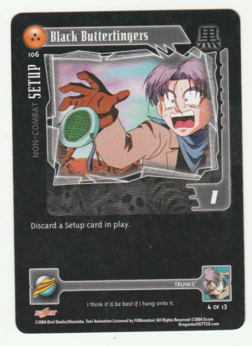 Trading Cards Dragon Ball GT Trunks Black Butterfingers/Non